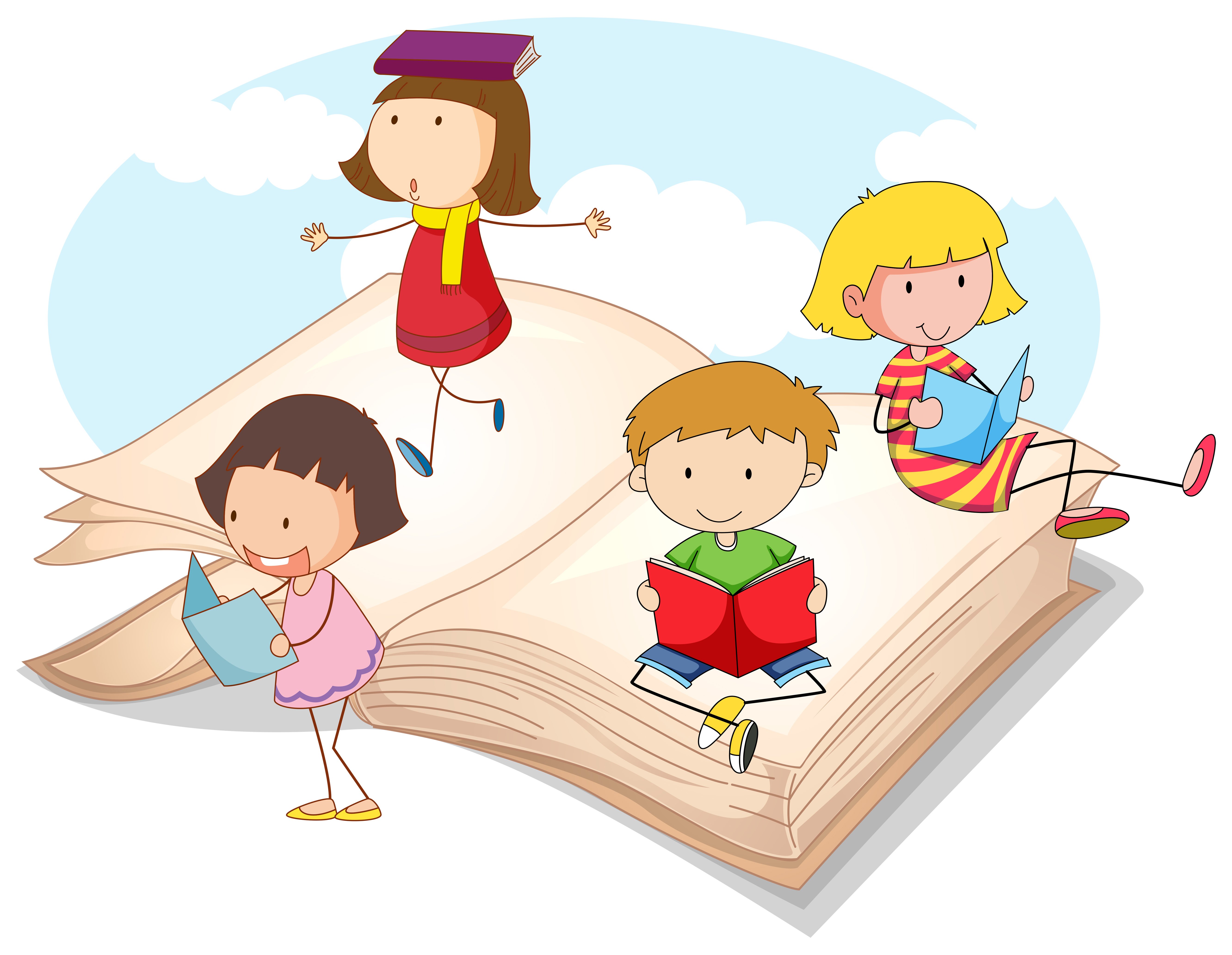 Дети читают книги клипарт