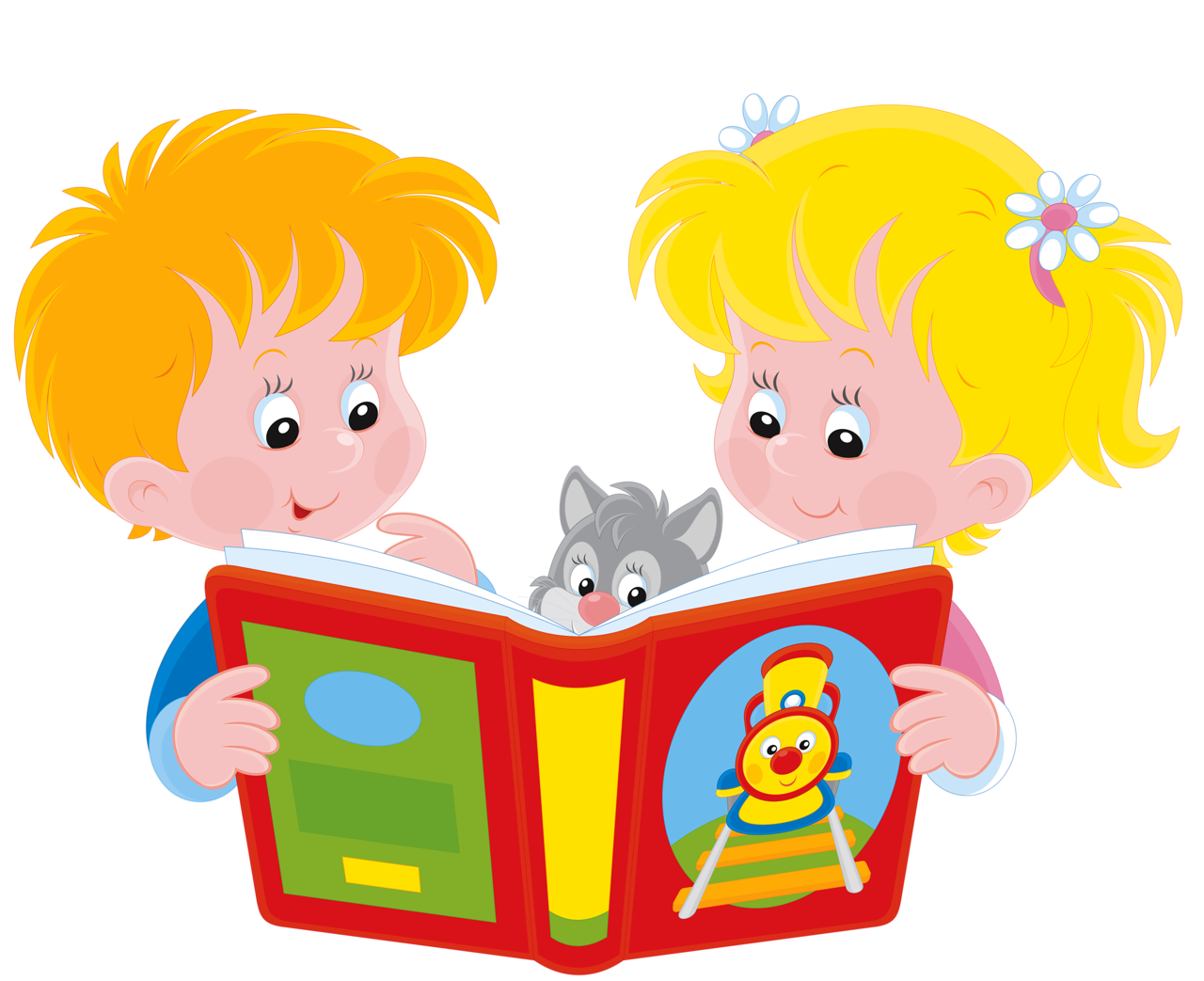 Читаем книги в группе. Дети с книжкой картинки для детей. Дети с книгой клипарт. Мальчик и девочка с книжкой. Мультяшные дети с книгами.