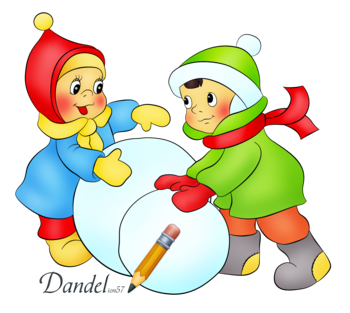 Мальчик лепит снеговика