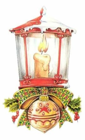 Новогодний фонарь на прозрачном фоне