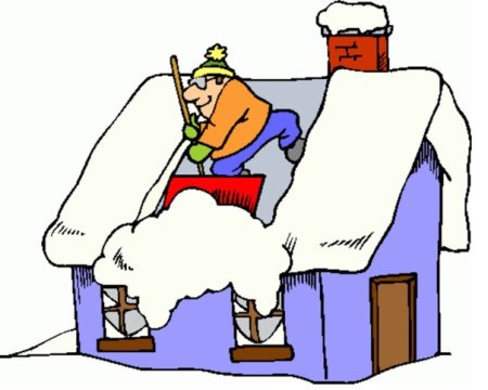 Карикатура уборка снега с крыши