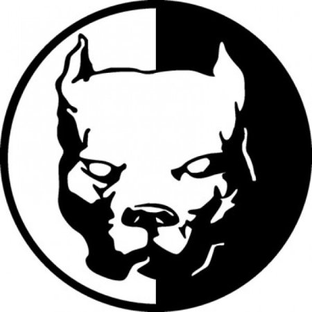 Знак питбуль черно белый