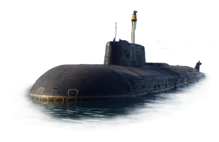 Подводная лодка на прозрачном фоне