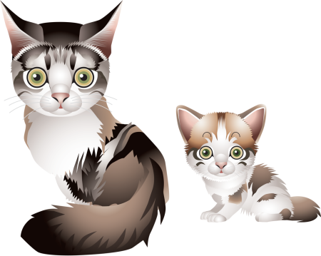 Кошка и котенок для детей