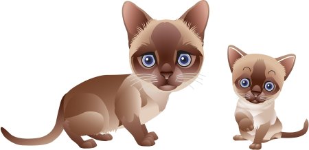 Кошка и котенок мультяшные