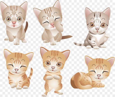 Мультяшные котики в разных позах