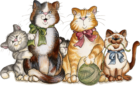 Кошка с котятами на прозрачном фоне