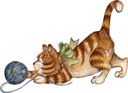 Кот с клубком рисунок