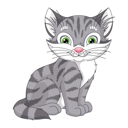 Серая кошка мультяшная