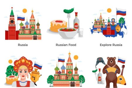 Неофициальные символы России вектор
