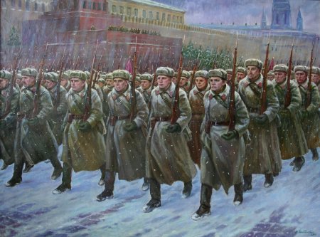 Парад на красной площади 7 ноября 1941 года художник