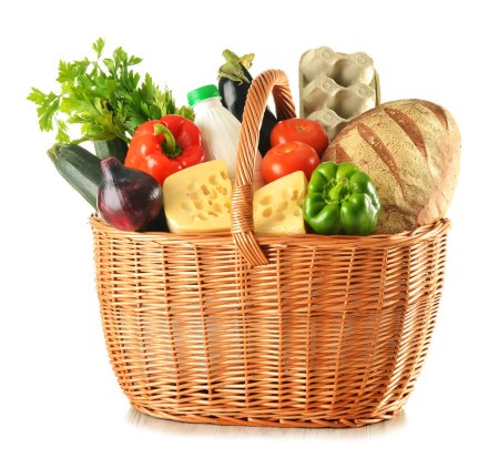 Корзина с продуктами вектор