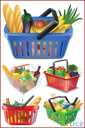 Векторная корзинка с продуктами