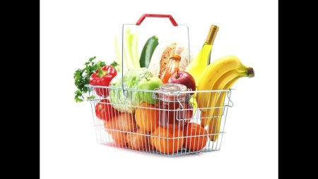 Корзинка с продуктами вектор