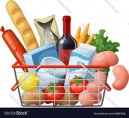 Корзинка с продуктами вектор