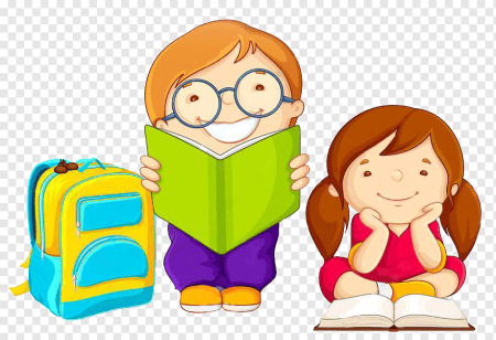 Дети с книгами на прозрачном фоне