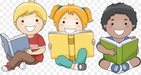 Дети с книгами на прозрачном фоне