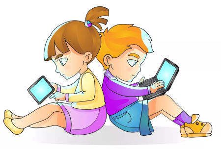 Иллюстрация дети и гаджеты