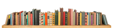 Полка с книгами на белом фоне