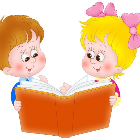Дети с книжками на прозрачном фоне