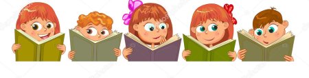 Дети читают книги на прозрачном фоне