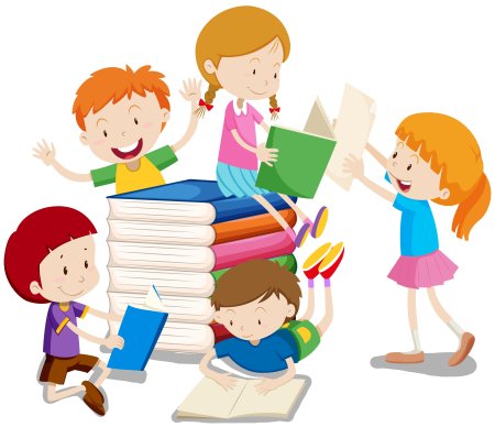 Дети с книгой без фона