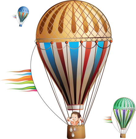 Воздушный шар с корзиной мультяшный