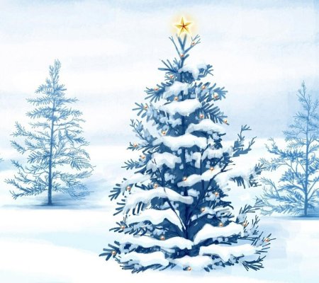 Елочка в снегу нарисованная