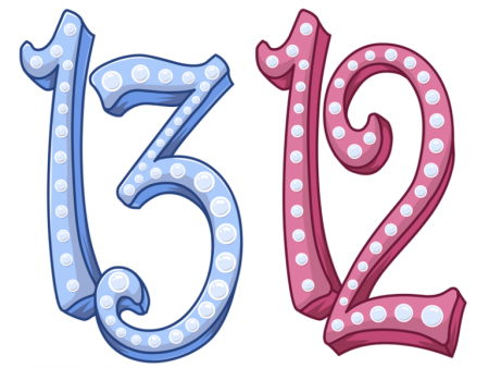 Цифра 12 розовая
