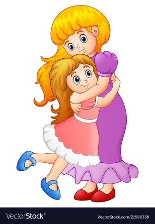 Мультяшная девушка с ребенком