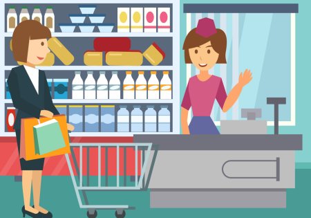 Прилавок с продуктами для детей