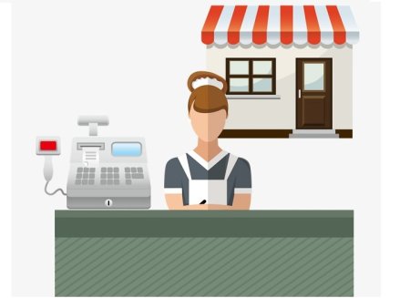 Продавец кассир на прозрачном фоне