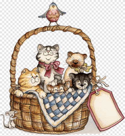 Котята в корзинке мультяшные