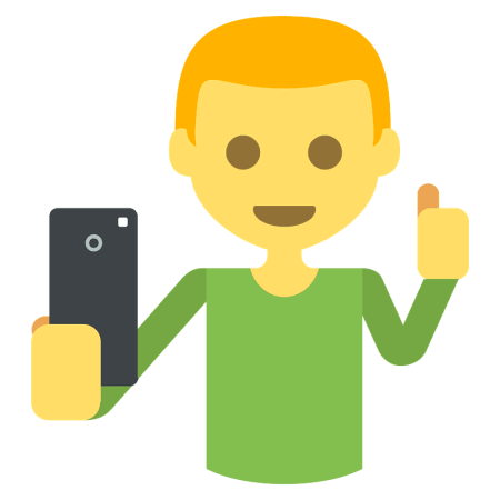 Смайлик с телефоном в руках
