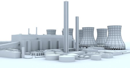 Электростанция на белом фоне