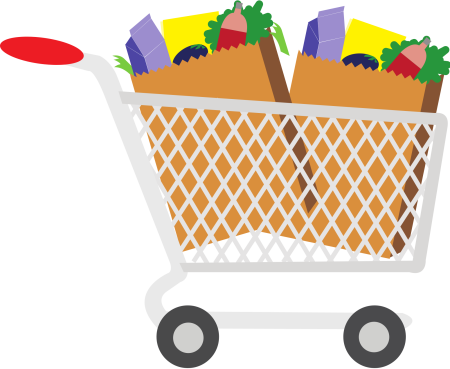 Тележка для продуктов на прозрачном фоне