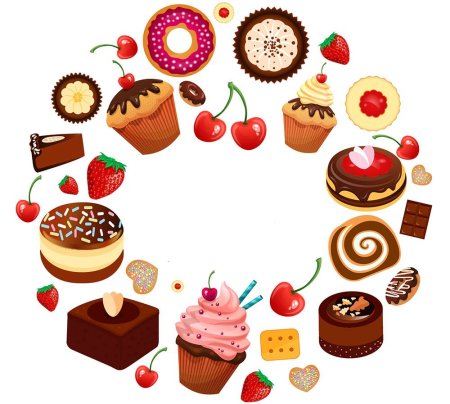 Сладости на белом фоне