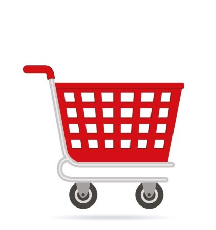 Продуктовая тележка на белом фоне
