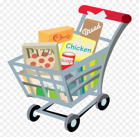 Тележка с продуктами вектор