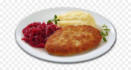 Котлета с пюре на тарелке