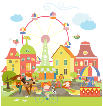 Городской двор мультяшный