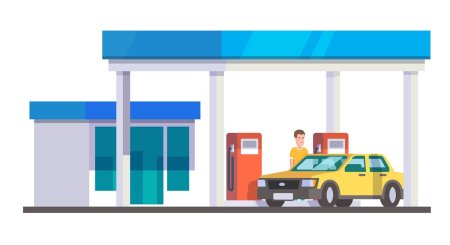 Автозаправка на белом фоне