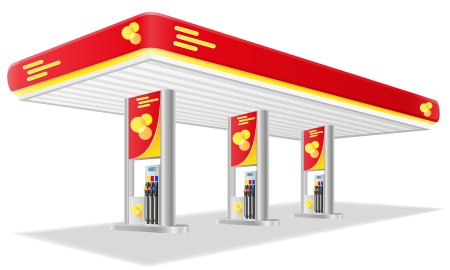 Автозаправка на белом фоне