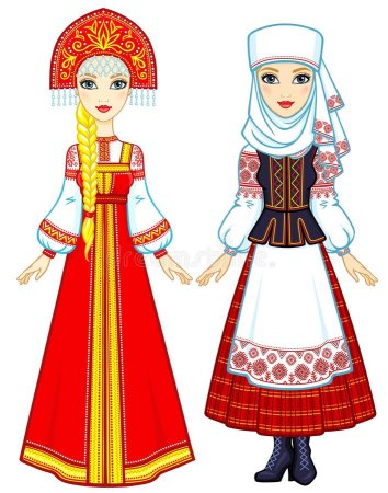 Рисование девочка в национальном костюме