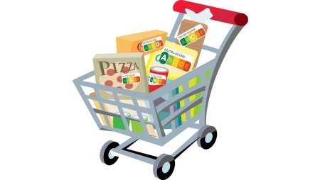 Тележка с продуктами без фона