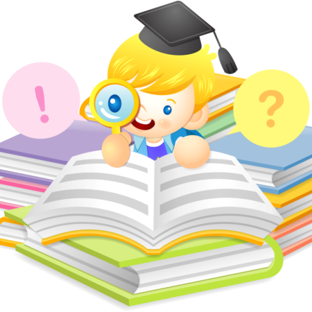 Дети с книжками на прозрачном фоне