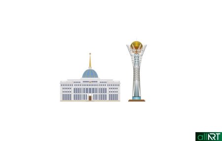 Монумент Астана-Байтерек белый фон