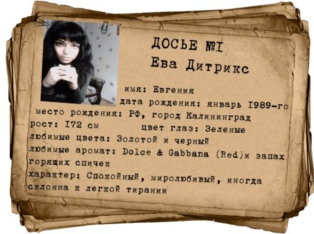 Досье на человека образец