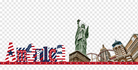 Достопримечательности США на белом фоне