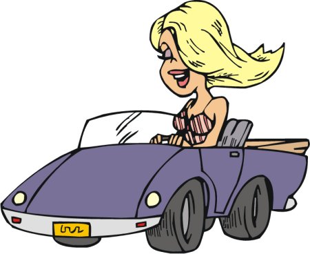 Девушка за рулем карикатура